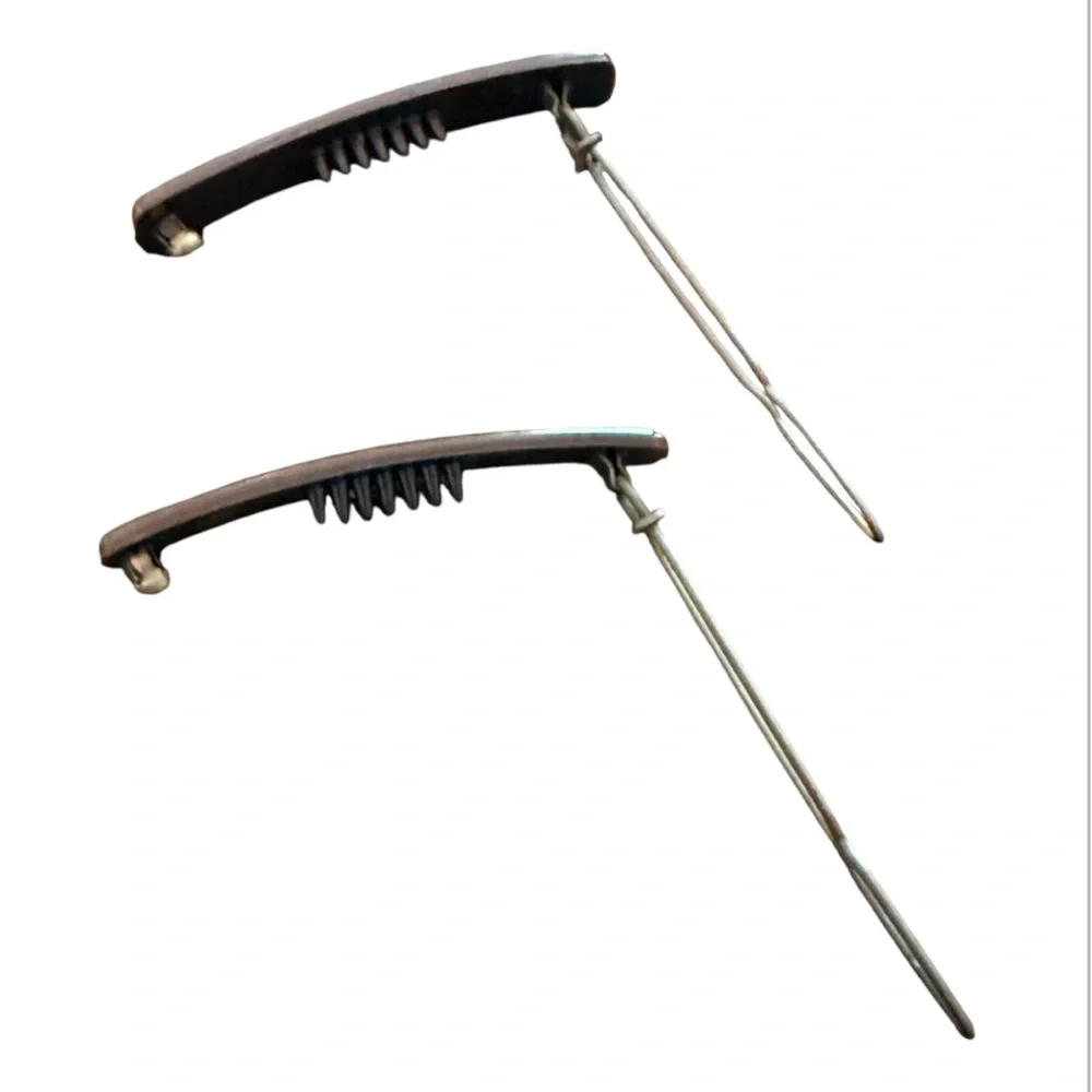 1960’s French Bar Barrettes, Side Barrettes in‎ Brown, Deadstock/Unworn, 2” Long